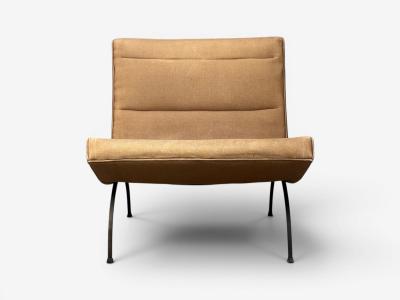 Milo Baughman Milo Baughman Scoop Lounge Chair Iron Brown Fabric USA 1950s