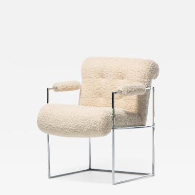 Milo Baughman Milo Baughman Set of 8 Chrome Dining Chairs in Ivory Boucl c 1975