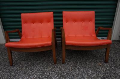 Milo Baughman Milo Baughman Signed Pair Scoop Lounge Chairs James Inc 