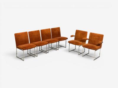 Milo Baughman Milo Baughman Six Dining Chairs Chrome Fabric USA 1970s