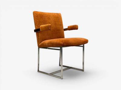 Milo Baughman Milo Baughman Six Dining Chairs Chrome Fabric USA 1970s