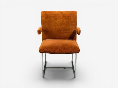 Milo Baughman Milo Baughman Six Dining Chairs Chrome Fabric USA 1970s