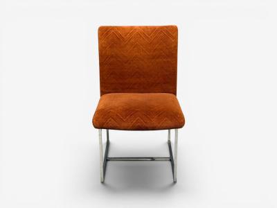 Milo Baughman Milo Baughman Six Dining Chairs Chrome Fabric USA 1970s