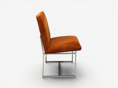 Milo Baughman Milo Baughman Six Dining Chairs Chrome Fabric USA 1970s