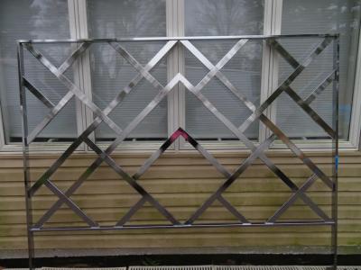 Milo Baughman Milo Baughman Style Chinoiserie Chrome King Size Headboard Mid Century Modern