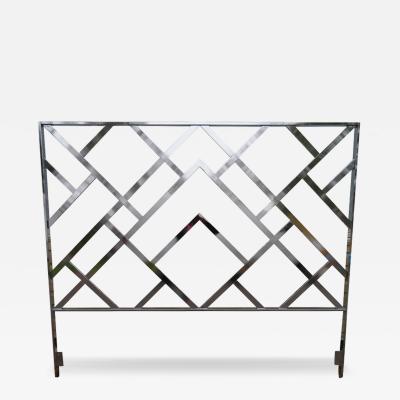 Milo Baughman Milo Baughman Style Chinoiserie Chrome King Size Headboard Mid Century Modern