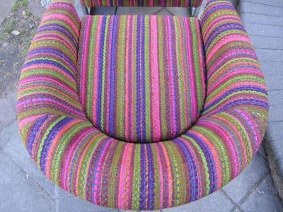 Milo Baughman Milo Baughman Style Chrome Flatbar Barrel Back Lounge Chair Mid Century