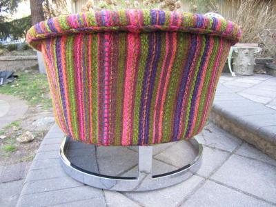 Milo Baughman Milo Baughman Style Chrome Flatbar Barrel Back Lounge Chair Mid Century