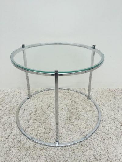 Milo Baughman Milo Baughman Style Chrome Glass Stacking Nesting Side Tables