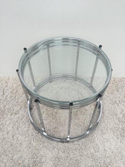 Milo Baughman Milo Baughman Style Chrome Glass Stacking Nesting Side Tables