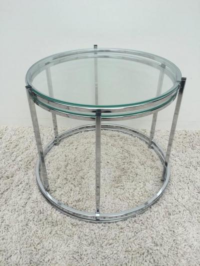 Milo Baughman Milo Baughman Style Chrome Glass Stacking Nesting Side Tables