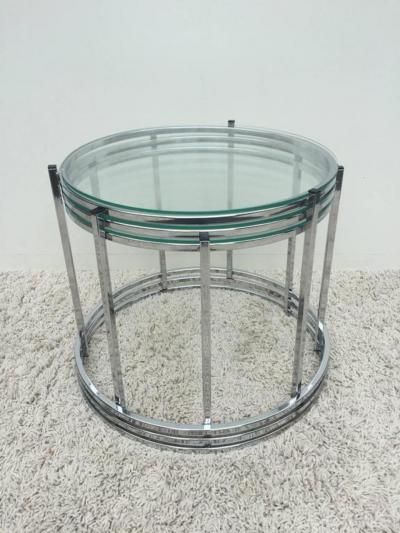 Milo Baughman Milo Baughman Style Chrome Glass Stacking Nesting Side Tables