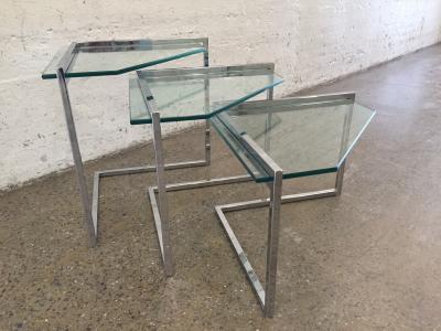 Milo Baughman Milo Baughman Style Chrome Nest of Tables