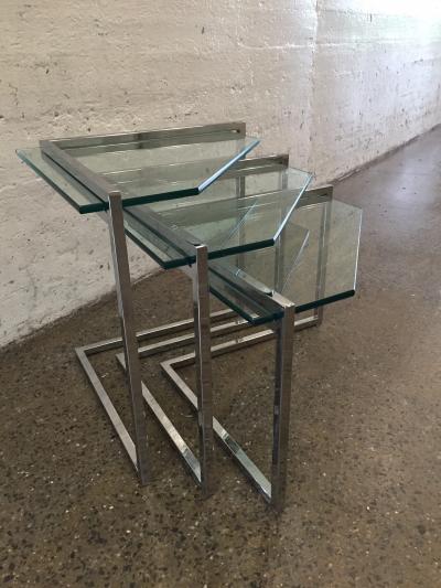 Milo Baughman Milo Baughman Style Chrome Nest of Tables