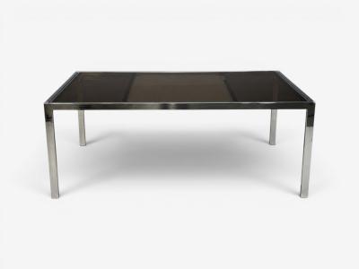 Milo Baughman Milo Baughman Style Expanding Dining Table Chrome Smoked Glass USA 1970s