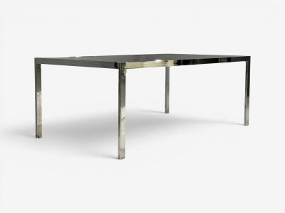 Milo Baughman Milo Baughman Style Expanding Dining Table Chrome Smoked Glass USA 1970s
