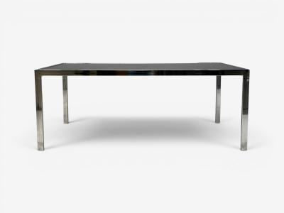 Milo Baughman Milo Baughman Style Expanding Dining Table Chrome Smoked Glass USA 1970s