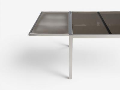Milo Baughman Milo Baughman Style Expanding Dining Table Chrome Smoked Glass USA 1970s