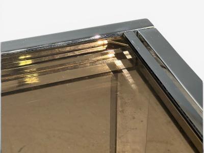Milo Baughman Milo Baughman Style Expanding Dining Table Chrome Smoked Glass USA 1970s
