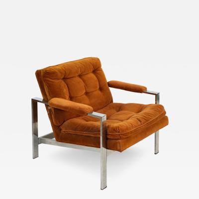 Milo Baughman Milo Baughman Style Flat Bar Lounge Armchair