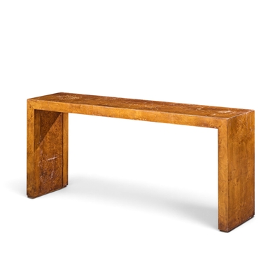 Milo Baughman Milo Baughman Style Mid Century Burlwood Console Table