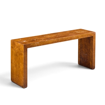 Milo Baughman Milo Baughman Style Mid Century Burlwood Console Table