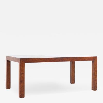 Milo Baughman Milo Baughman Style Mid Century Burlwood Expanding Dining Table with 2 Leaves