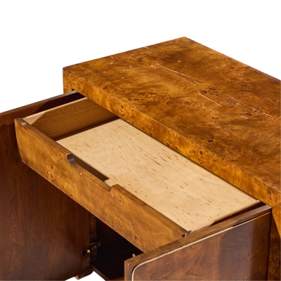 Milo Baughman Milo Baughman Style Mid Century Burlwood and Brass Credenza with Hutch