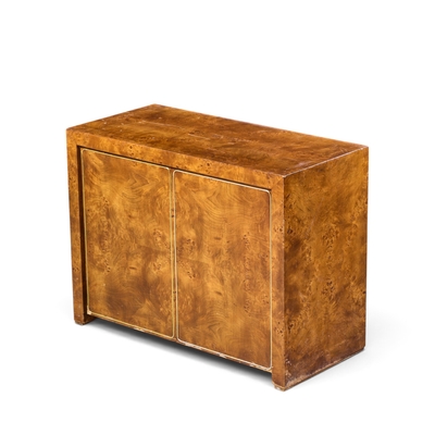 Milo Baughman Milo Baughman Style Mid Century Burlwood and Brass Credenza with Hutch