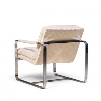 Milo Baughman Milo Baughman Style Mid Century Chrome Lounge Chairs Pair