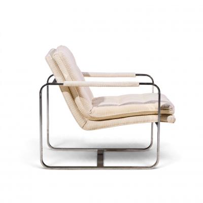 Milo Baughman Milo Baughman Style Mid Century Chrome Lounge Chairs Pair