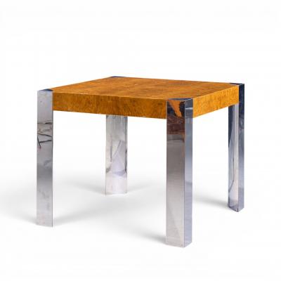 Milo Baughman Milo Baughman Style Mid Century Chrome and Burlwood Dining Table