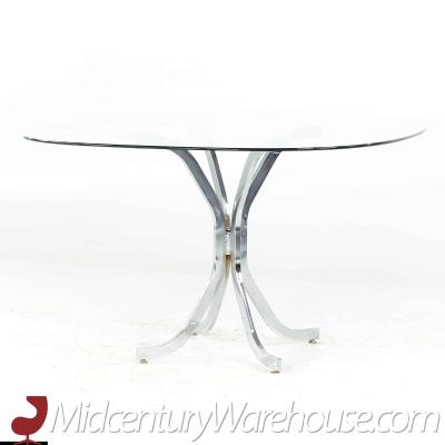 Milo Baughman Milo Baughman Style Mid Century Glass and Chrome Dining Room Table