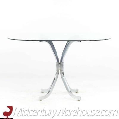 Milo Baughman Milo Baughman Style Mid Century Glass and Chrome Dining Room Table