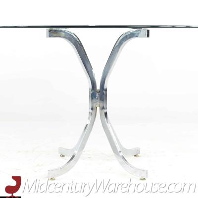 Milo Baughman Milo Baughman Style Mid Century Glass and Chrome Dining Room Table