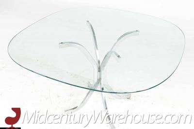 Milo Baughman Milo Baughman Style Mid Century Glass and Chrome Dining Room Table