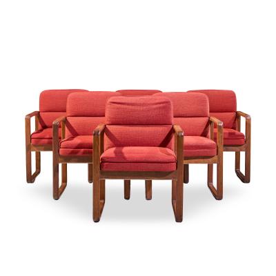 Milo Baughman Milo Baughman Style Mid Century Oak Dining Chairs Set of 6