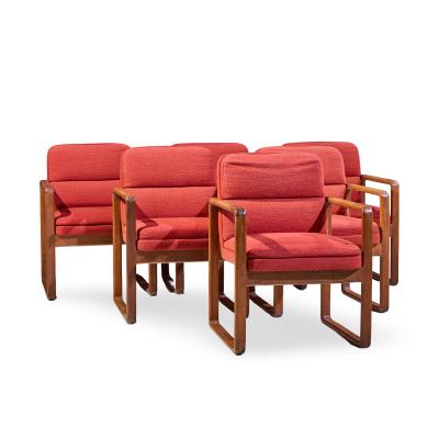 Milo Baughman Milo Baughman Style Mid Century Oak Dining Chairs Set of 6