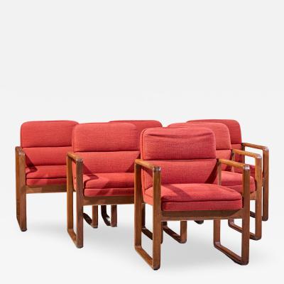 Milo Baughman Milo Baughman Style Mid Century Oak Dining Chairs Set of 6