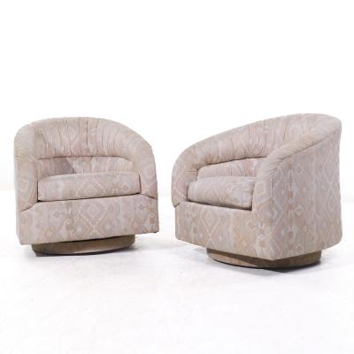 Milo Baughman Milo Baughman Style Mid Century Swivel Barrel Lounge Chairs Pair