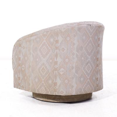 Milo Baughman Milo Baughman Style Mid Century Swivel Barrel Lounge Chairs Pair