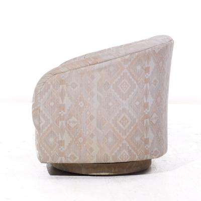 Milo Baughman Milo Baughman Style Mid Century Swivel Barrel Lounge Chairs Pair