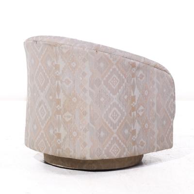 Milo Baughman Milo Baughman Style Mid Century Swivel Barrel Lounge Chairs Pair