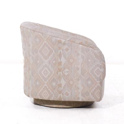 Milo Baughman Milo Baughman Style Mid Century Swivel Barrel Lounge Chairs Pair