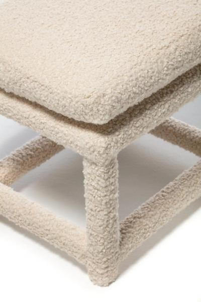 Milo Baughman Milo Baughman Style Pair of Parsons Ottomans Benches in Ivory Boucl 