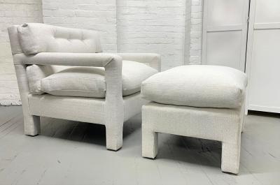 Milo Baughman Milo Baughman Style Parsons Lounge Chair and Matching Ottoman