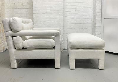 Milo Baughman Milo Baughman Style Parsons Lounge Chair and Matching Ottoman
