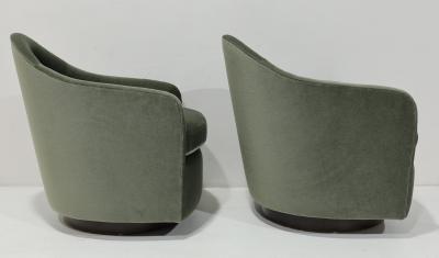 Milo Baughman Milo Baughman Style Teardrop Lounge Chairs in Vendome Mohair