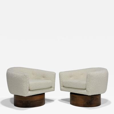 Milo Baughman Milo Baughman Swivel Lounge Chairs on Rosewood Base with Holly Hunt Teddy