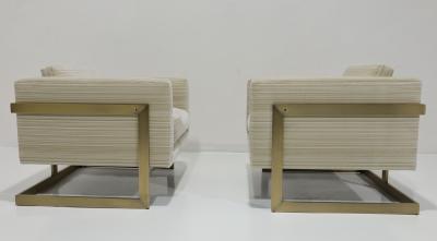 Milo Baughman Milo Baughman T Back Chairs in Holly Hunt Great Plains Velvet